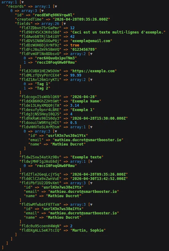 Airtable types de champs