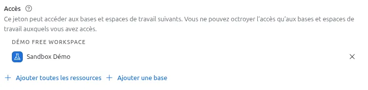 Airtable restriction des jetons personnels aux bases cible
