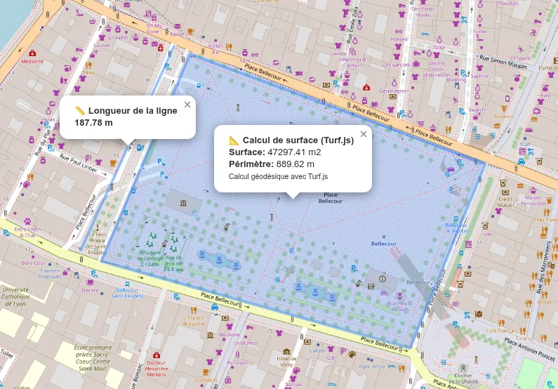 Tracé de zones et calcul de surface