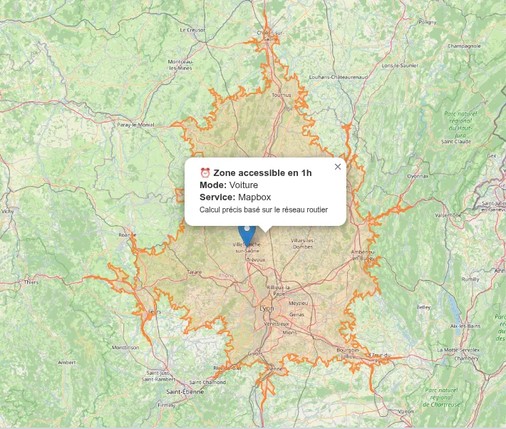 Zones accessibles en X minutes