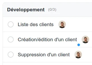 Checklist de développement sur un ticket simple