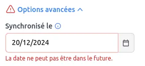 Message d'erreur de validation affiché sur un champ de formulaire