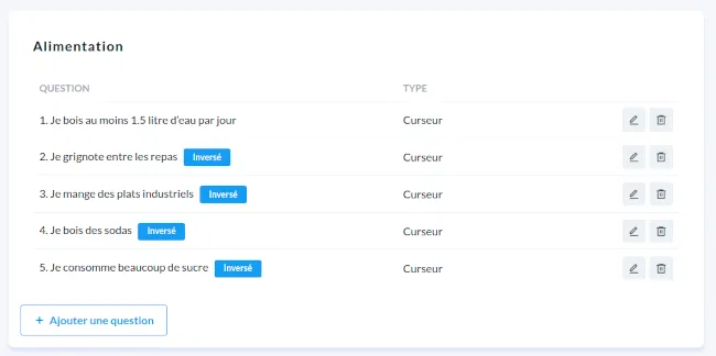 Une interface complète de création des questionnaires