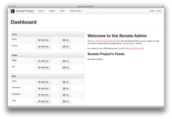 Sonata AdminBundle - Capture d'écran 1