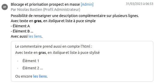 Auteur, date et source du changement