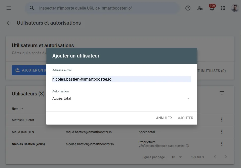 GSC Ajout d'un utilisateur