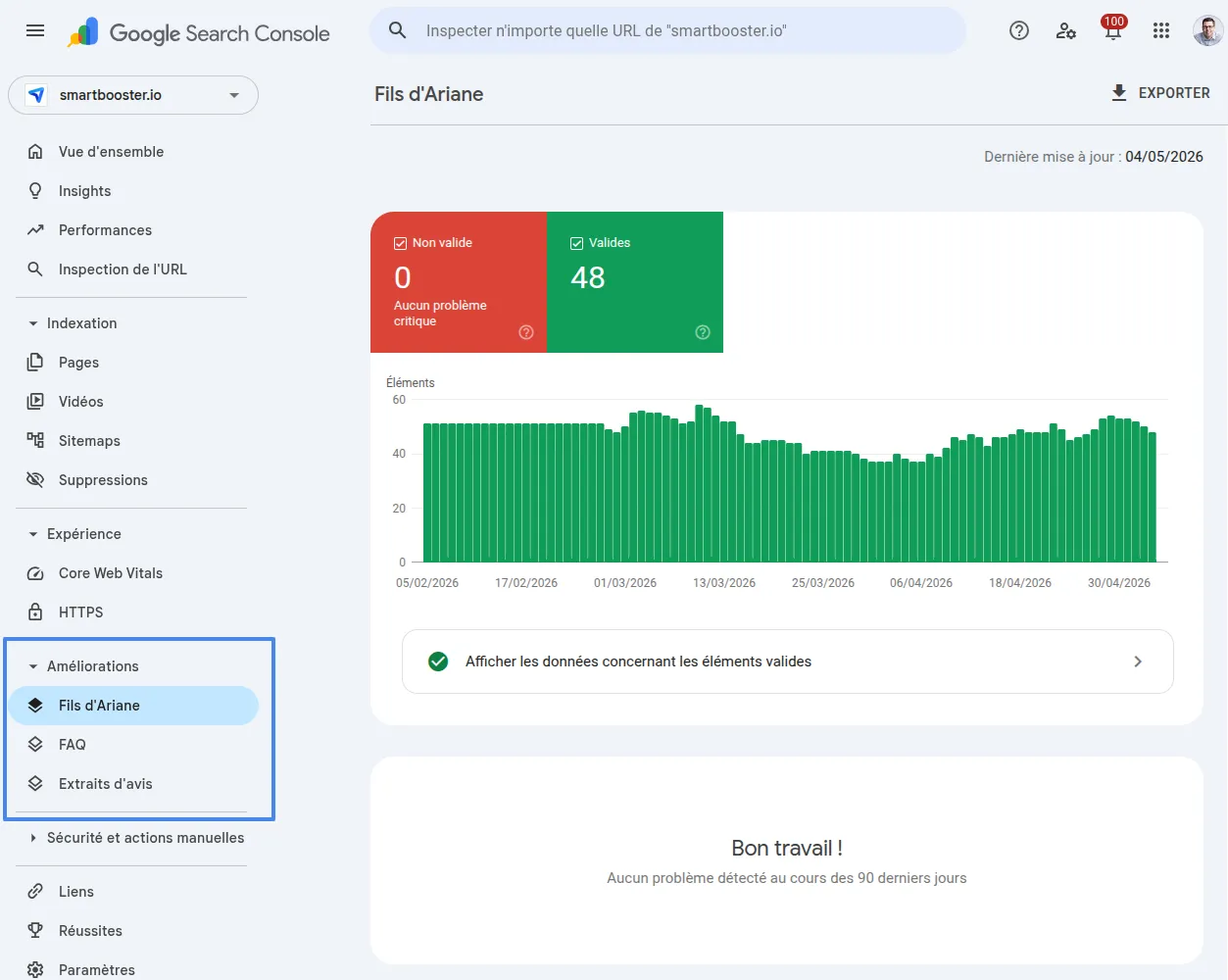 GSC indexation des jsonld breadcrumb