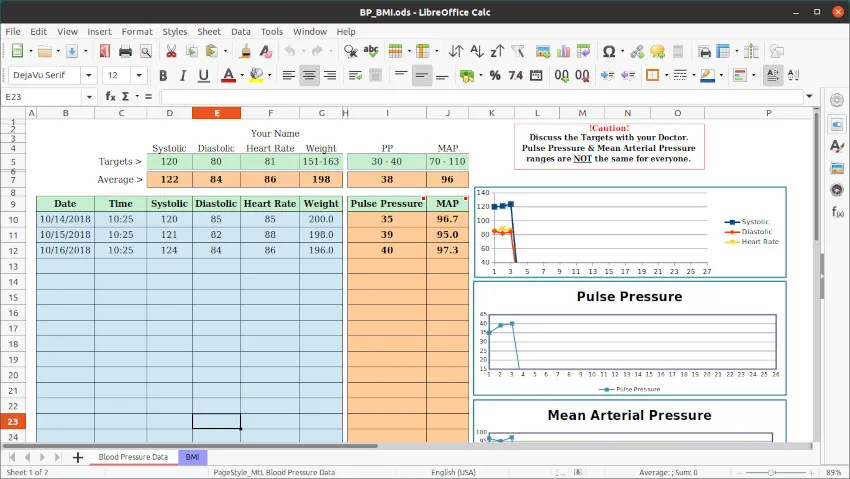 Interface de LibreOffice Calc