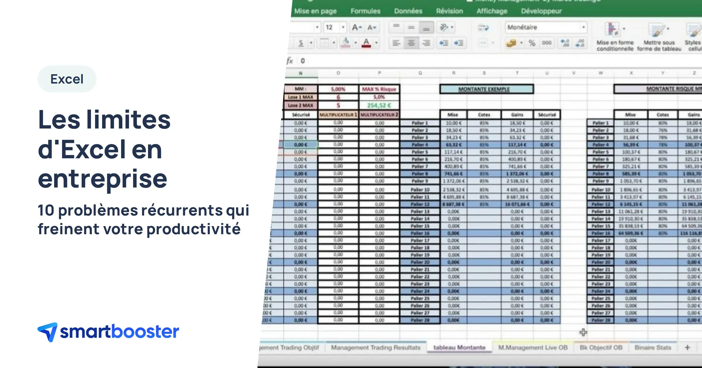 Tableur Excel chargé de formules et de données