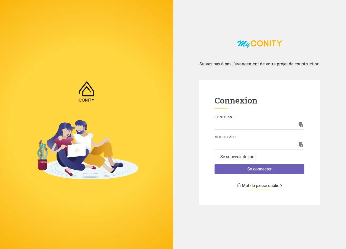 Interface de connexion myConity