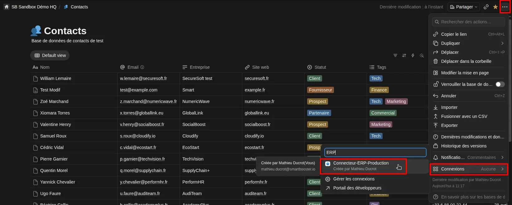 Notion gestion des autorisations du token d'intégration
