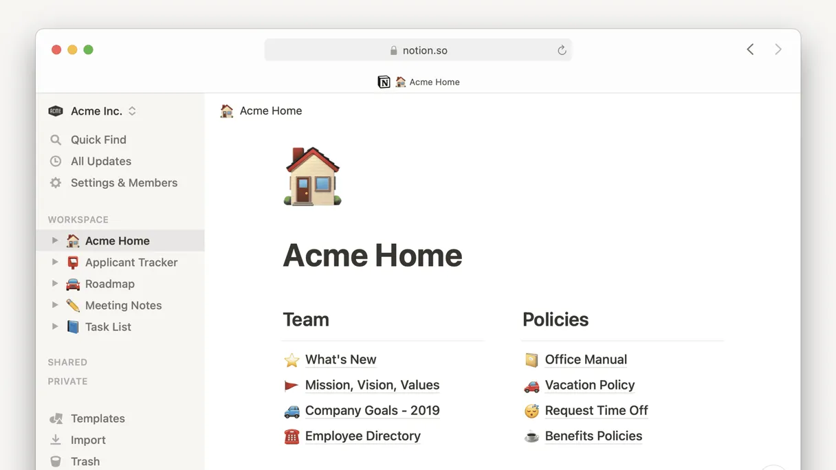 Interface Notion : vue liste et base de données