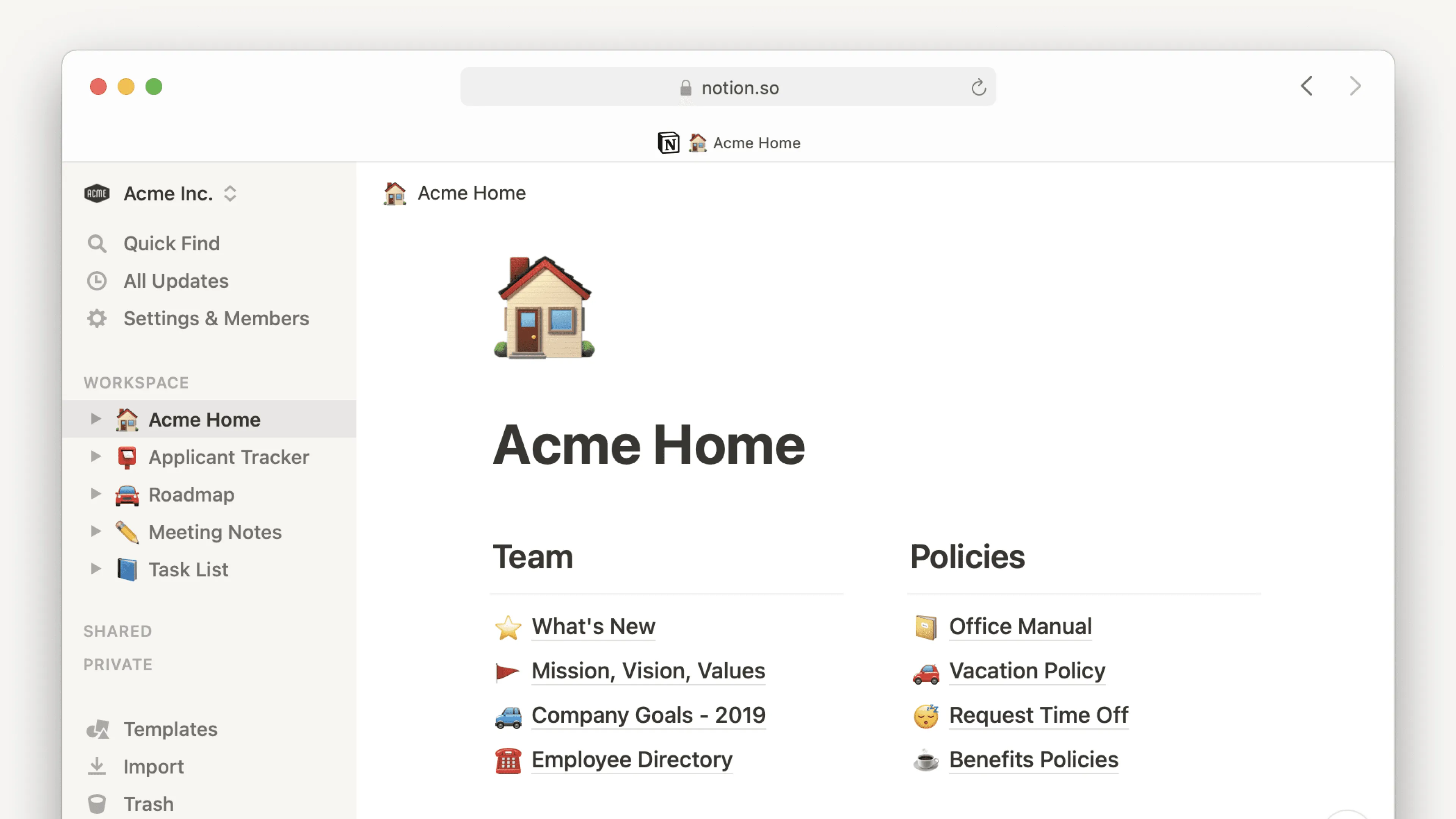 Interface Notion : vue liste et base de données