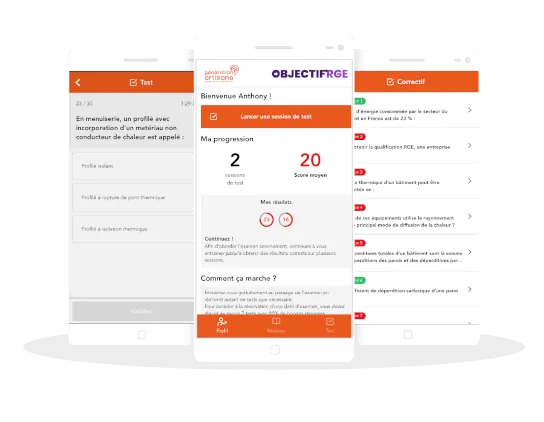 Application de formation et d'entraînement à l'examen RGE