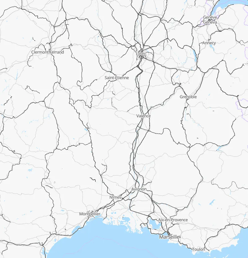 Extrait OSM du réseau routier : hiérarchie des voies et restrictions de circulation