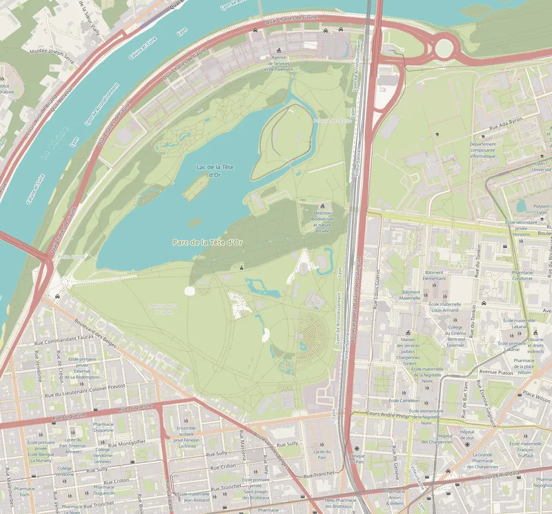 Couche Humanitaire OpenStreetMap HOT : rendu en tons chauds terreux simplifié