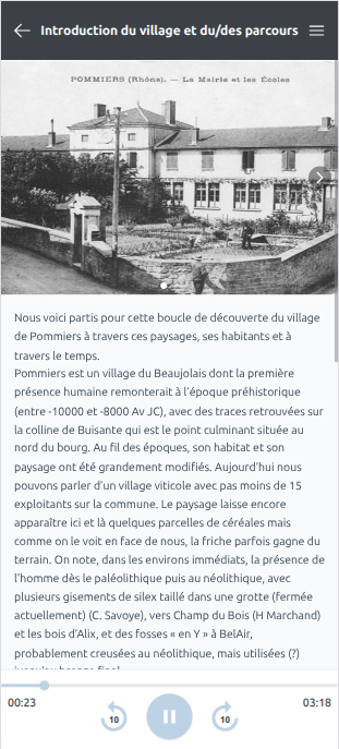 Fiche point d'intérêt de l'application de visite guidée sur mesure