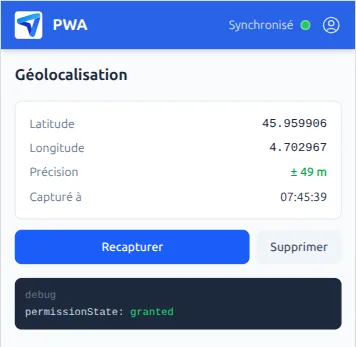 Vérification de présence sur site et horodatage GPS