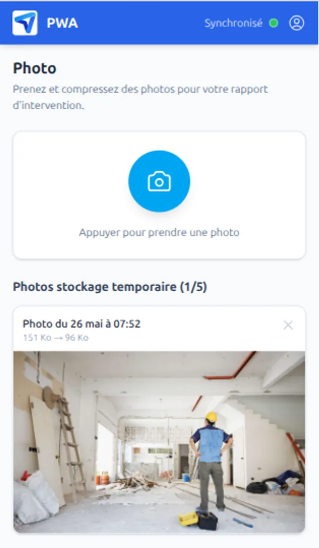 Compression de photo côté client dans une PWA