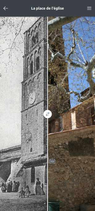 Comparatif avant et après d'un monument en vue portrait sur smartphone