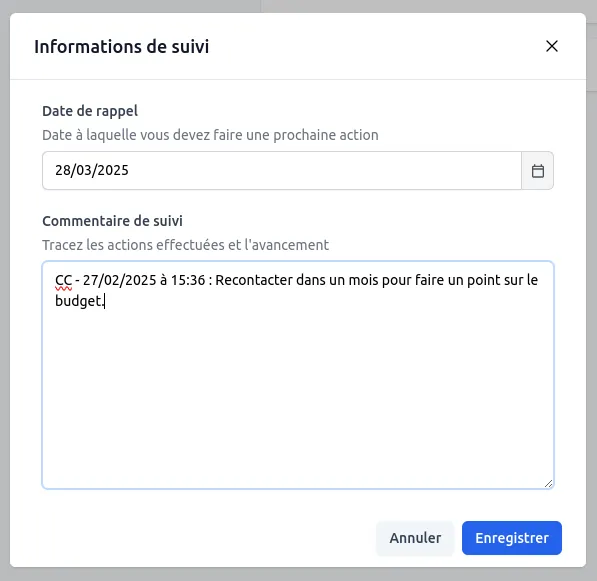 Commentaire de suivi