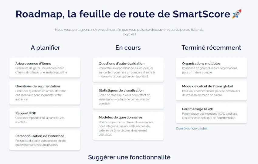 Prochaines évolutions prévues