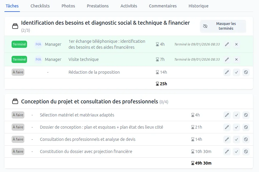 Toutes les tâches au même endroit