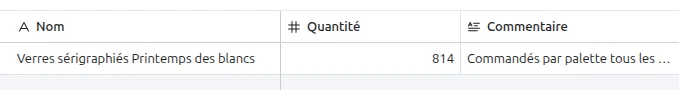 Table Stock dans Airtable