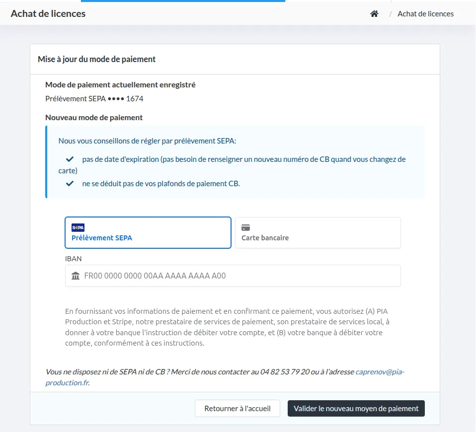 Prélèvement SEPA automatique