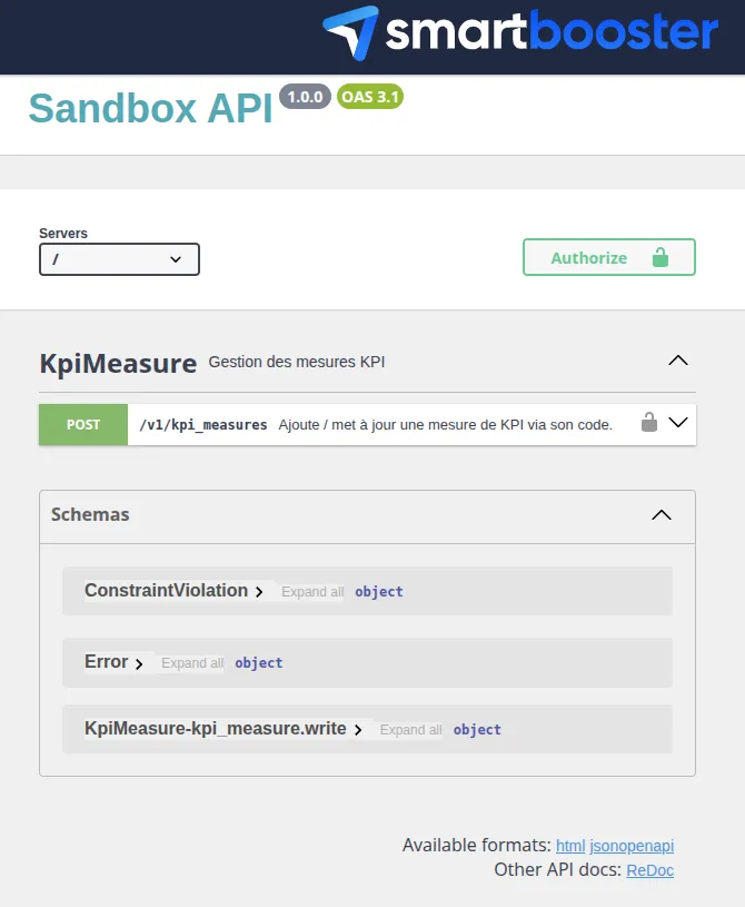 Écran de docs auto généré au format Swagger / OpenAPI fait par ApiPlatform