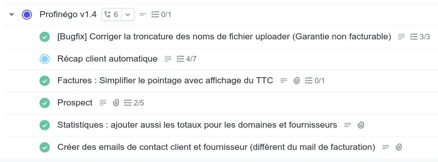 Ticket parent découpé en sous-tâches pour un lot de demandes