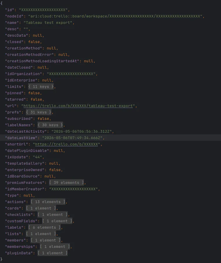 Accès à l'export en format JSON d'un Tableau Trello