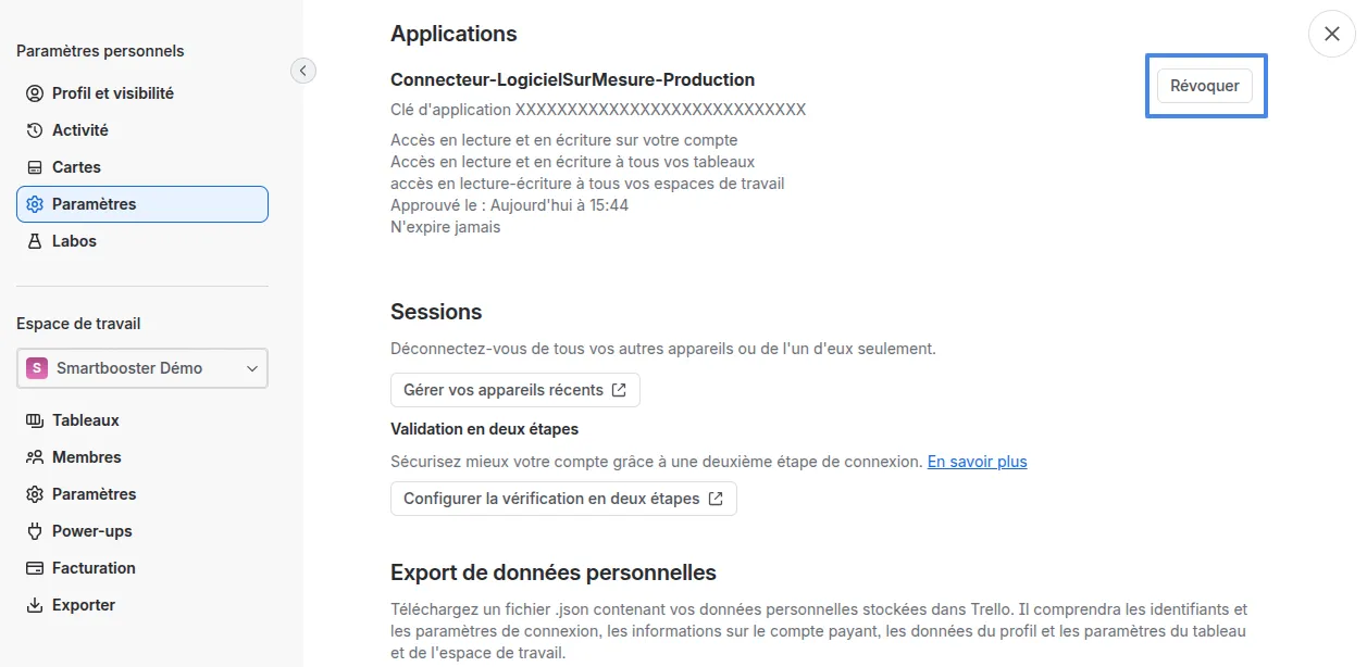 Révoquer le token d'une application Trello pour supprimer les accès API