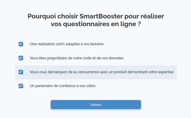 Smart Booster - création de questionnaire en ligne sur mesure