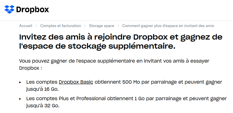 Système de parainage de DropBox